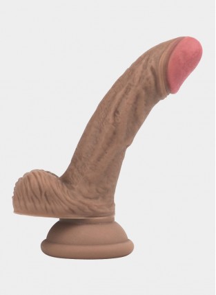 6.1" Realistic Brown Dildo With Balls 