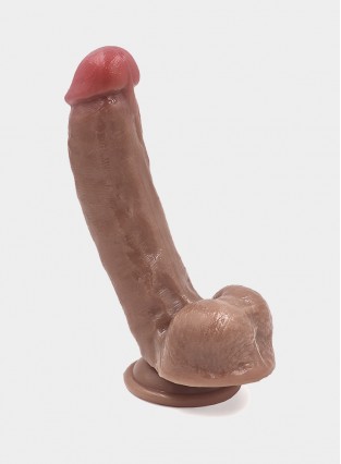 7.9" Brown Realistic Dildo Cock With Balls 