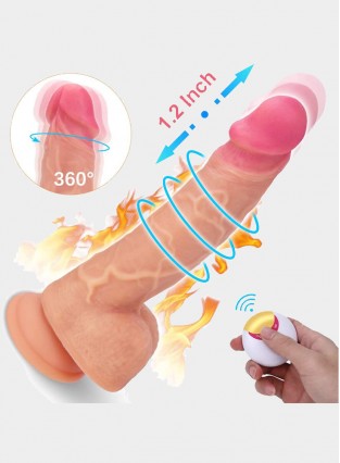 8.1Inch Vibrating Realistic Dildo 360° Rotation Thrusting Wireless Remote Control Waterproof 