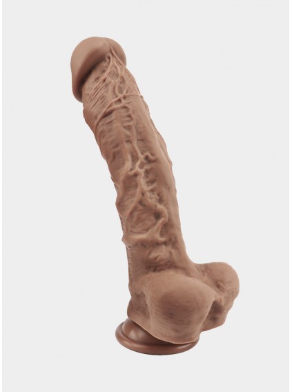 9.3" Realistic Veined Texture Dong Brown/Black Dildo Cock