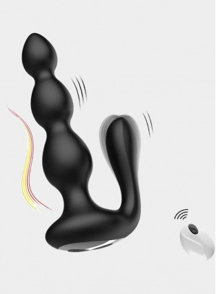 Anal Vibrator Vibrating Anal Beads Prostate Massager With Testes Stimulation Dual Stimulator 9 Speed Vibrating Wireless Remote 