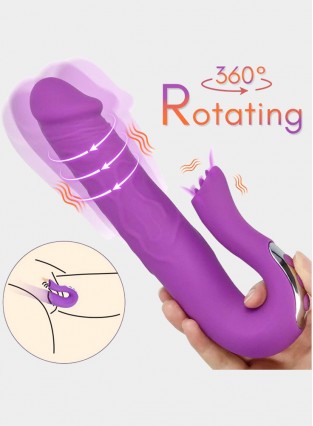 Dildo Vibrator Tongue G-Spot Vibrator 3 Rotating 9 Vibrating Modes Clitoris Stimulator USB Rechargeable Sex Toys For Women Couple 