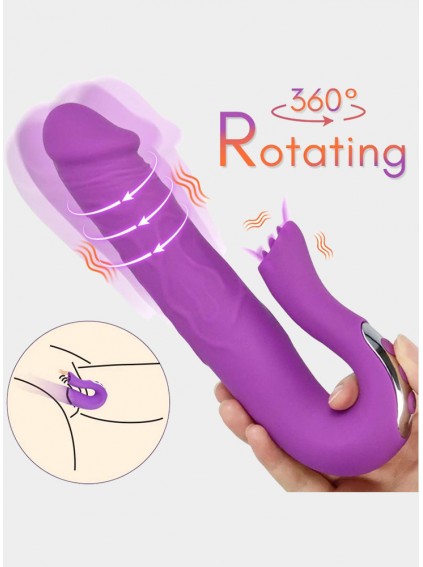 Dildo Vibrator Tongue G-Spot Vibrator 3 Rotating 9 Vibrating Modes Clitoris Stimulator USB Rechargeable Sex Toys For Women Couple