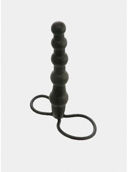 Black Anal Beads Silicone Cock Ring Dildo Enhancer Dual Lesbian Sex Toy For Women Couples