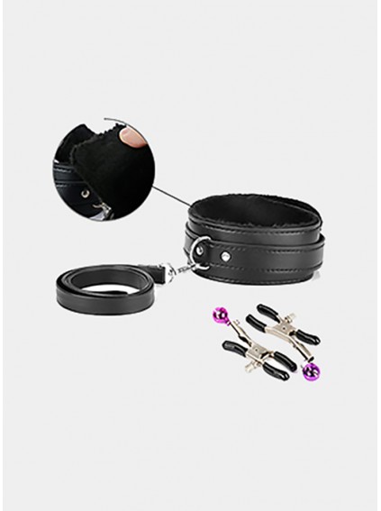 Bondage Kit, 10 Piece Set Love Cuffs, Black