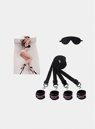 Bed Restraints Kit Under Bed Bondage Eye Mask Blindfolds Soft Wrist and Ankle Handcuffs with Restraint Straps Rope for Couples Sex 