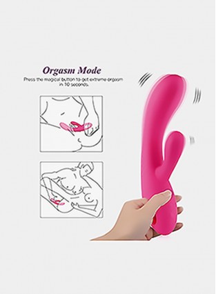 Rechargeable Rabbit Vibrator Waterproof Ultra-strong Clitoris Stimulator G-spot Massager With Orgasm 15 Modes Rose