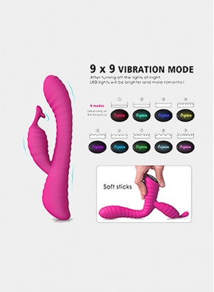 Soft Silicone Waterproof Rechargeable Rabbit Vibrator Dildo Sex Toy for Women, Oopsix Personal Massagers G Spot Vibrator Adult Toys for Couples with 9 Speed Vibration Led Lights 