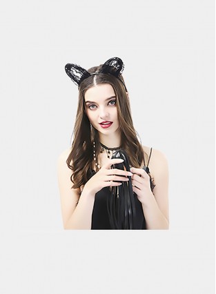 Sexy Black Bows Lace Cat Ears Women Fashion Accessories Decoration Bachelor Party 