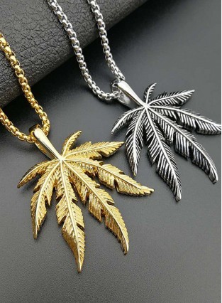 Titanium steel color-plated Jamaican reggae weed pendant