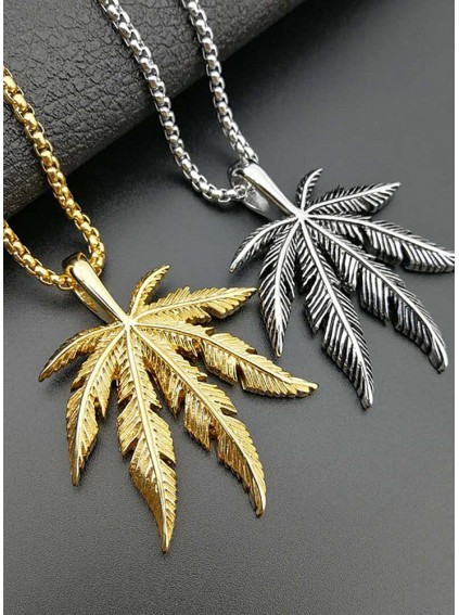 Titanium steel color-plated Jamaican reggae weed pendant